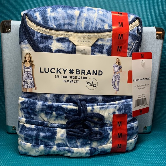 Lucky Brand Ladies' Blue (Winter Tie Dye) 4-Piece Pajama Set NWT - Picture 1 of 14